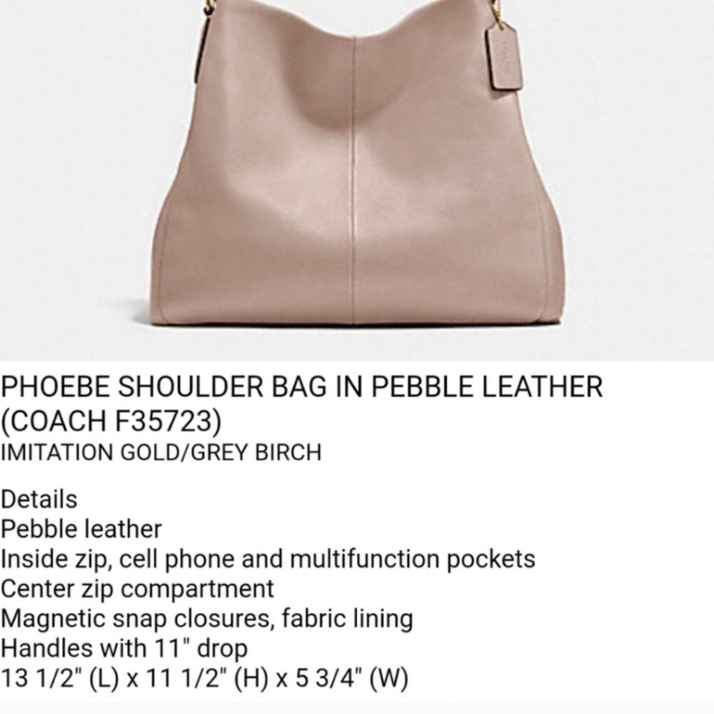 Coach Leather Phoebe Beige and White Hobo Bag - Picture 10 of 16